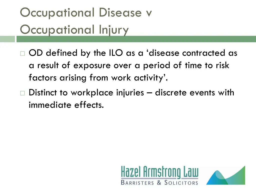 occupational disease v occupational injury