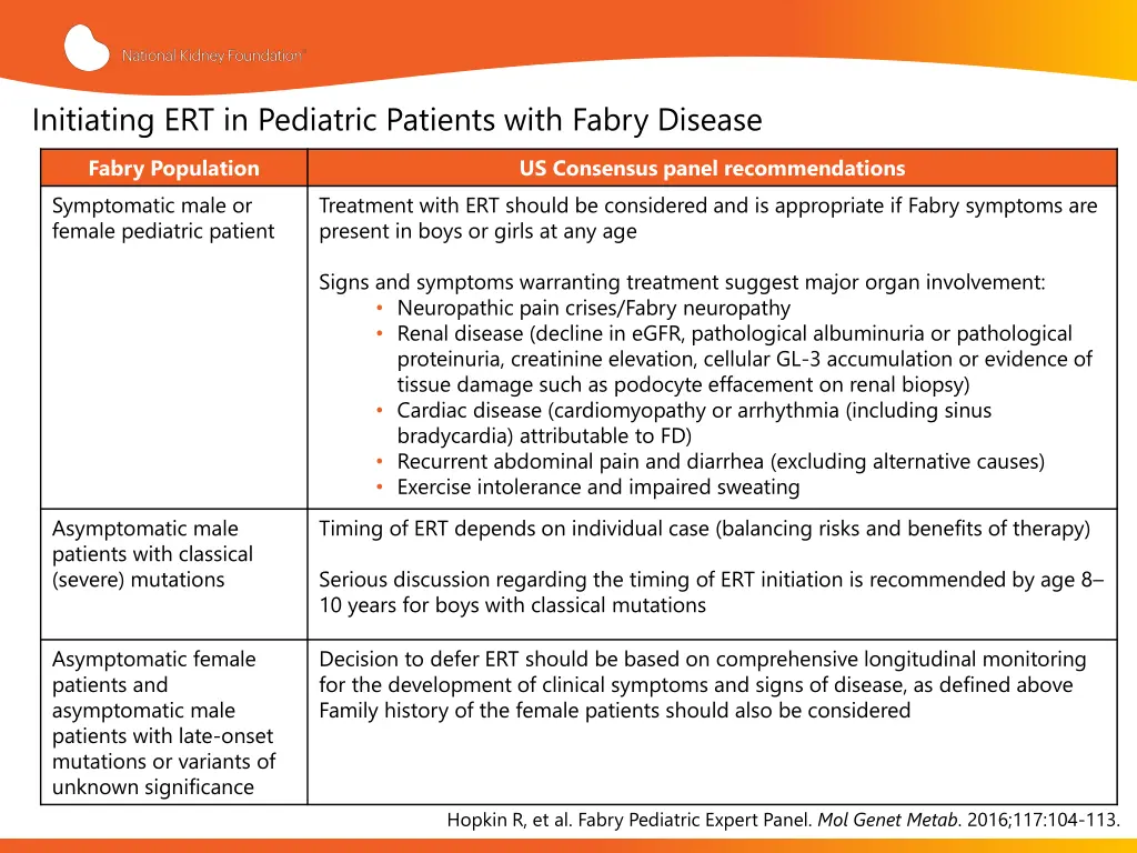 initiating ert in pediatric patients with fabry