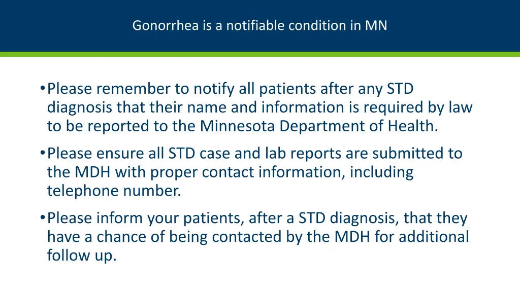 gonorrhea is a notifiable condition in mn