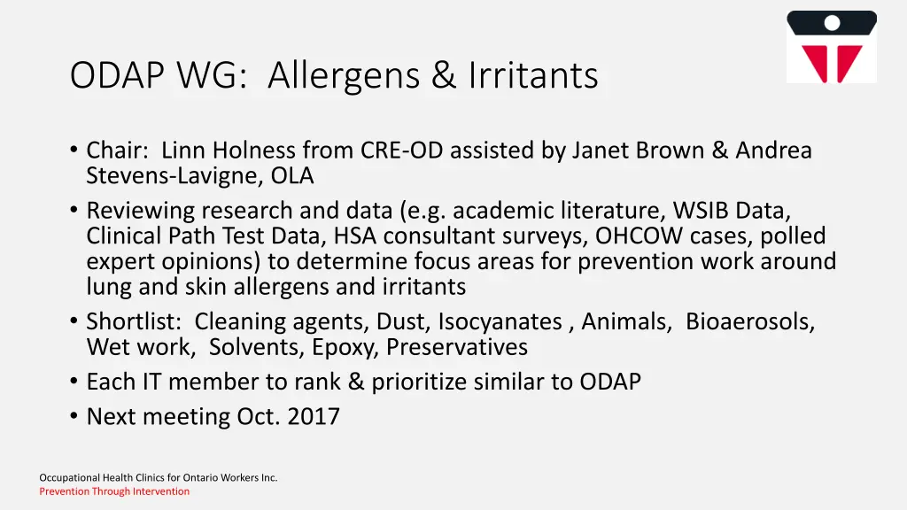 odap wg allergens irritants