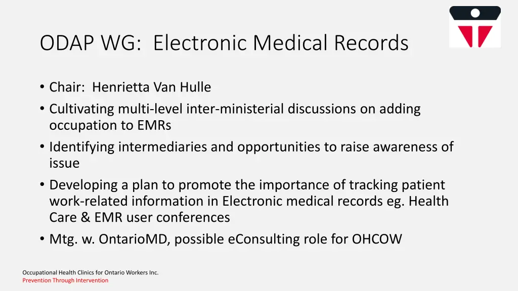 odap wg electronic medical records