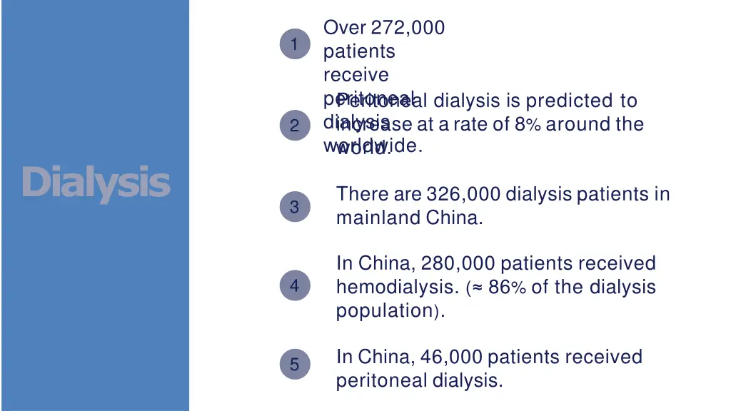 over 272 000 patients receive peritoneal dialysis