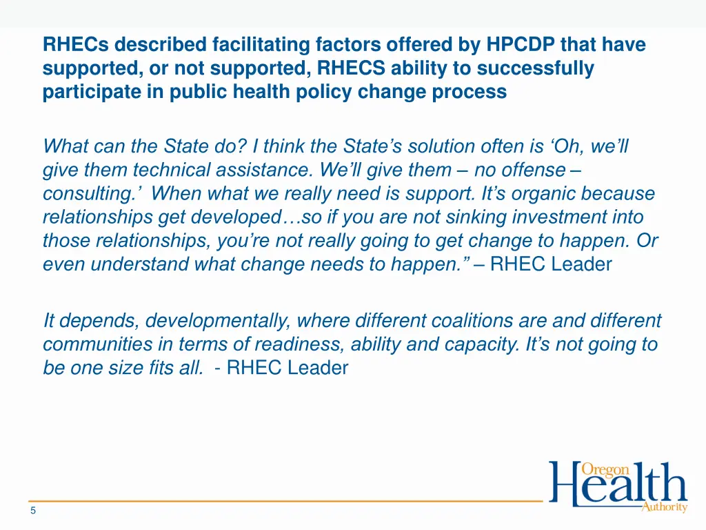 rhecs described facilitating factors offered