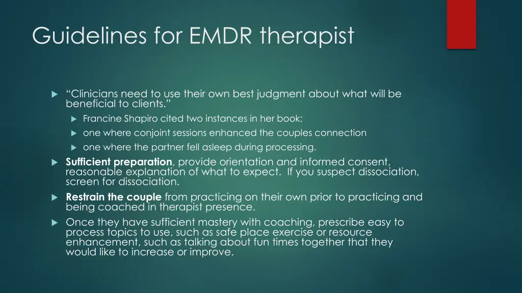 guidelines for emdr therapist