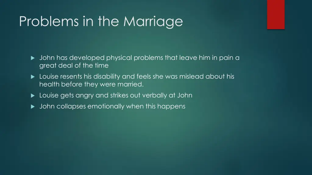 problems in the marriage