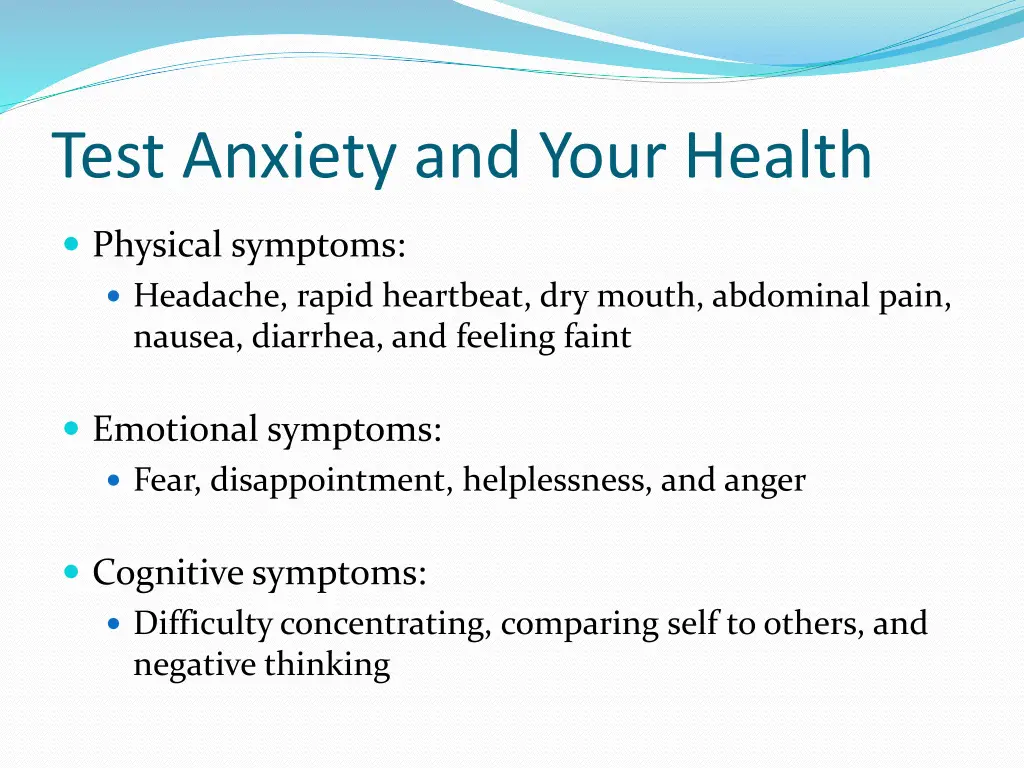 test anxiety and your health