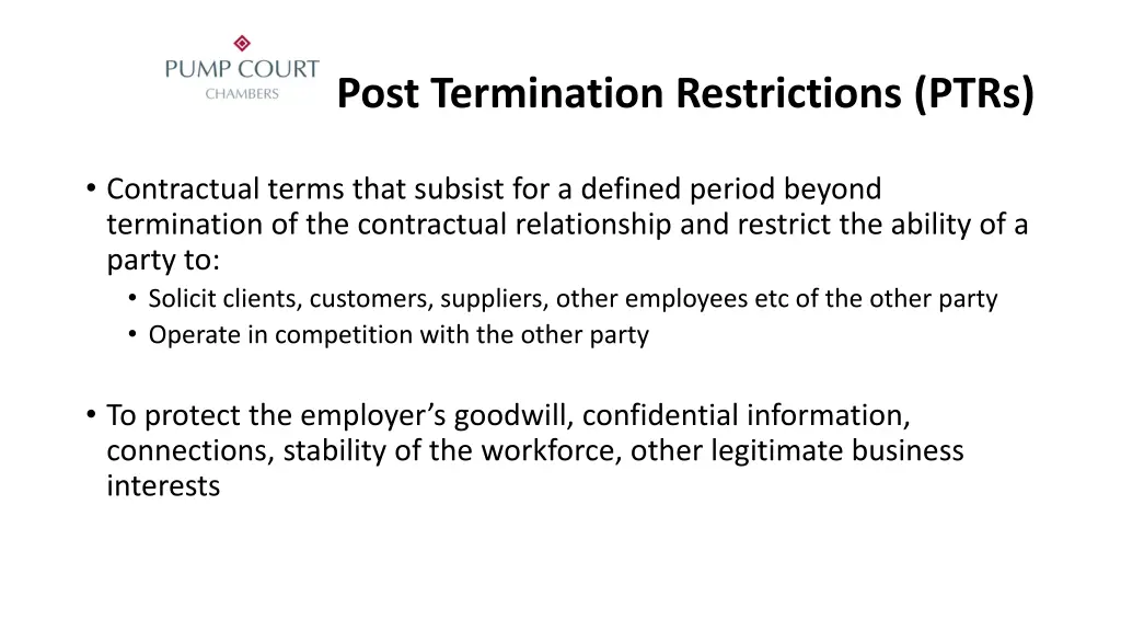 post termination restrictions ptrs