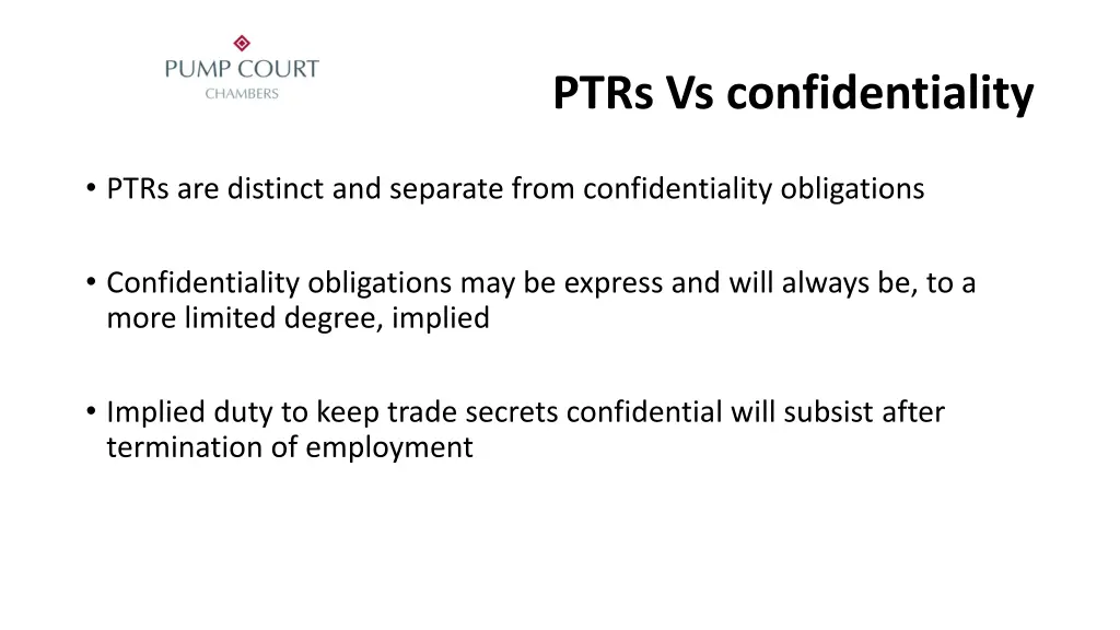 ptrs vs confidentiality