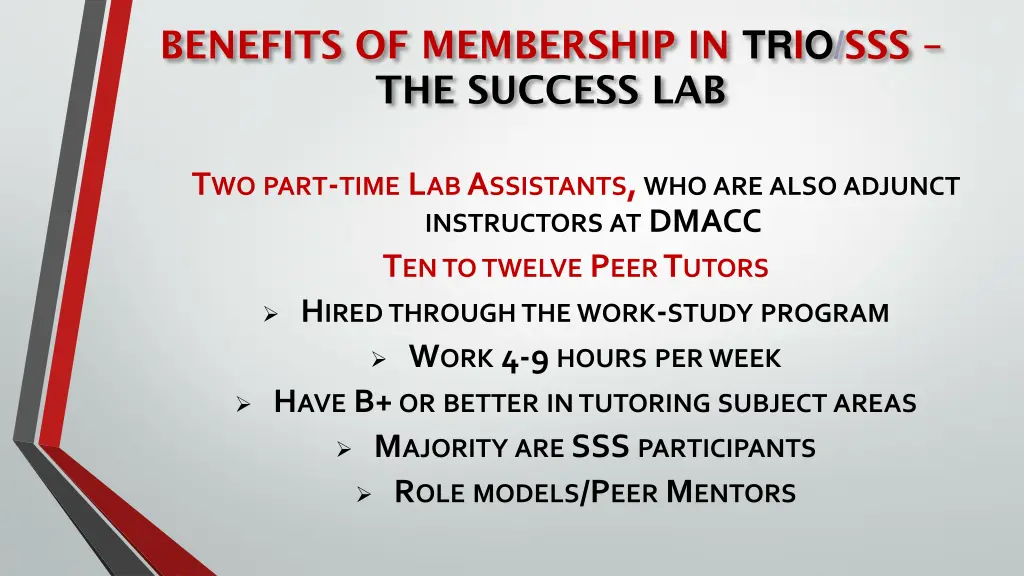 benefits of membership in trio sss the success lab