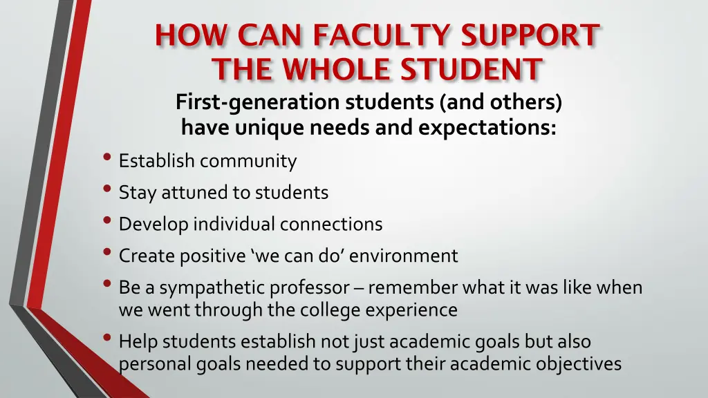 how can faculty support the whole student first