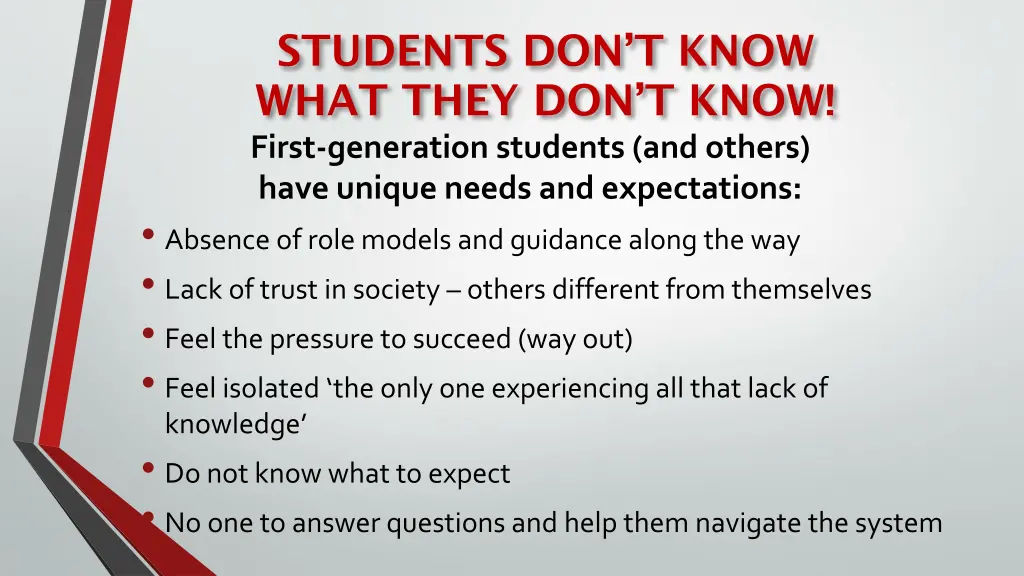 students don t know what they don t know first