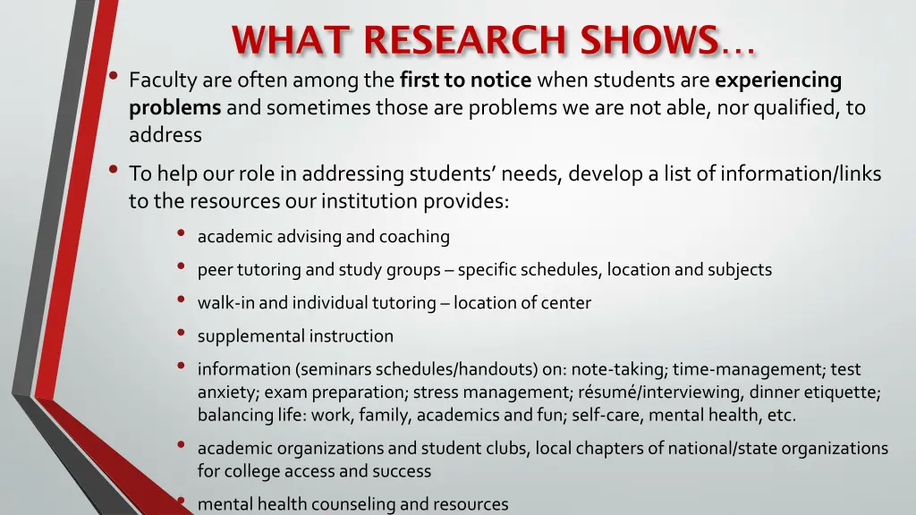 what research shows faculty are often among