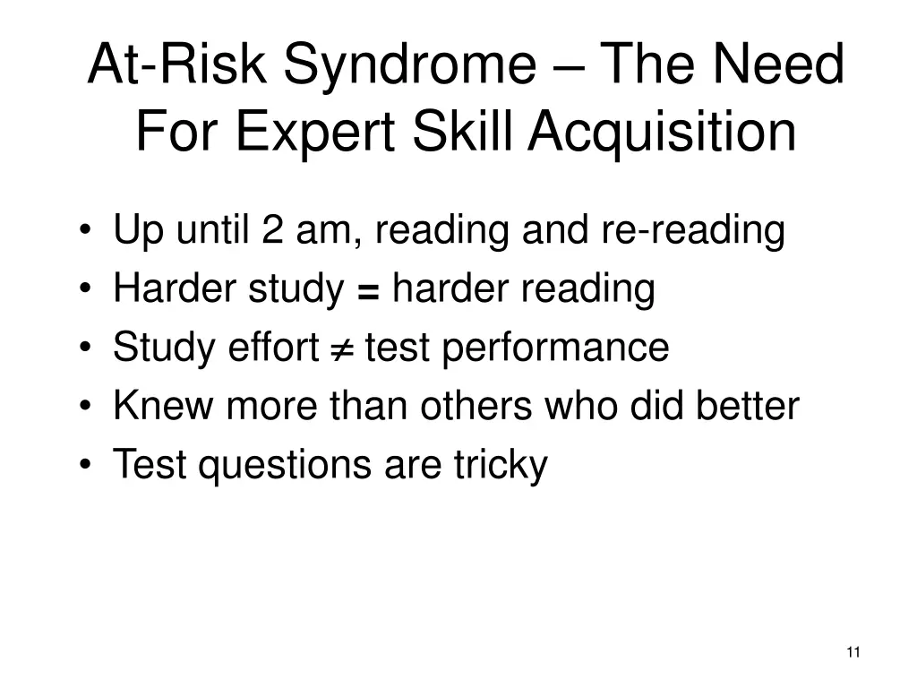 at risk syndrome the need for expert skill