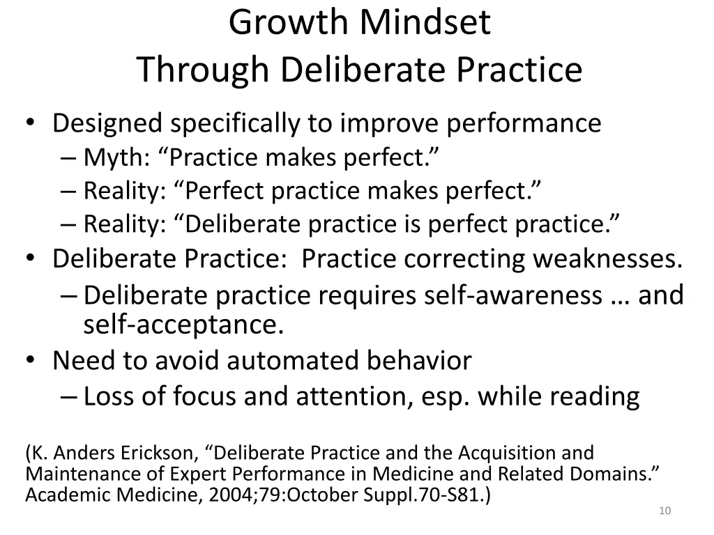 growth mindset through deliberate practice