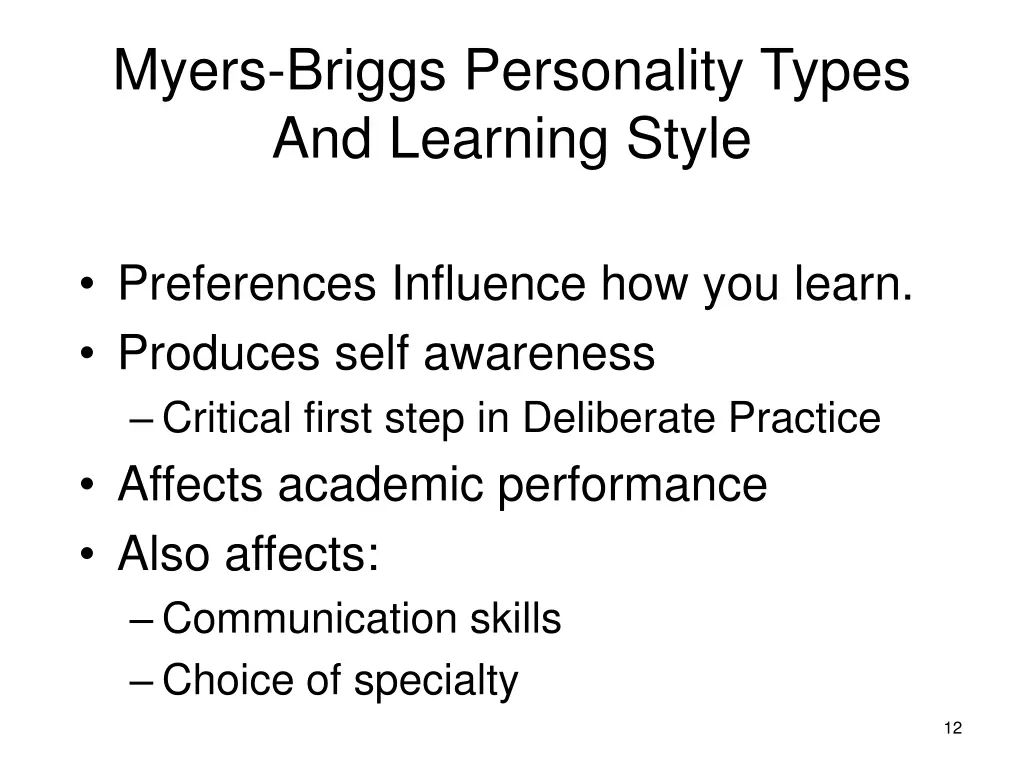 myers briggs personality types and learning style