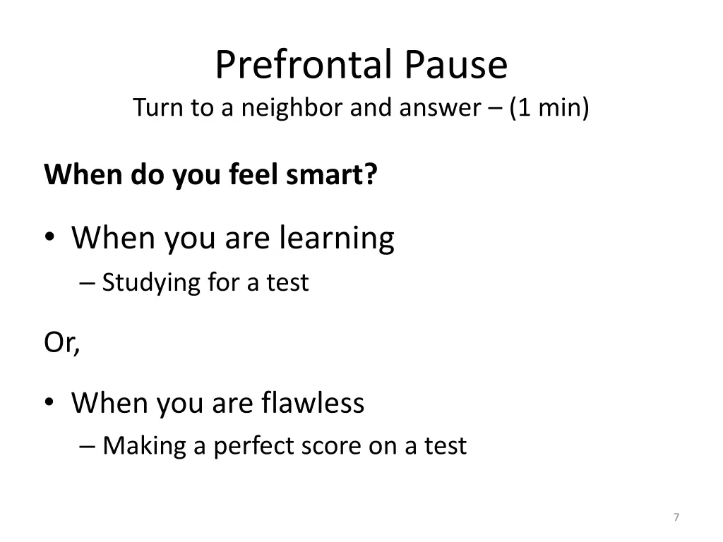 prefrontal pause turn to a neighbor and answer