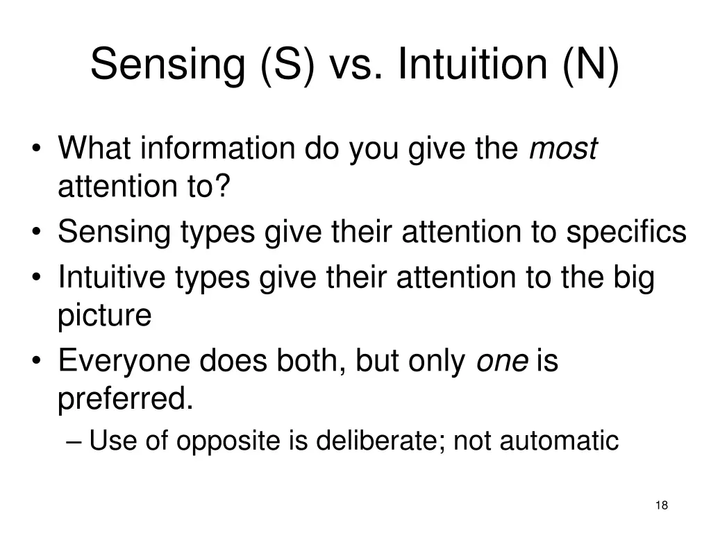 sensing s vs intuition n