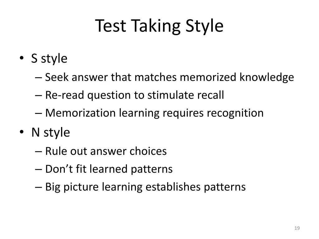 test taking style