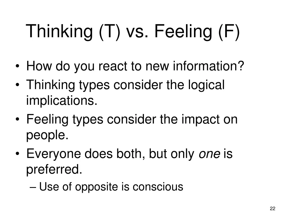 thinking t vs feeling f