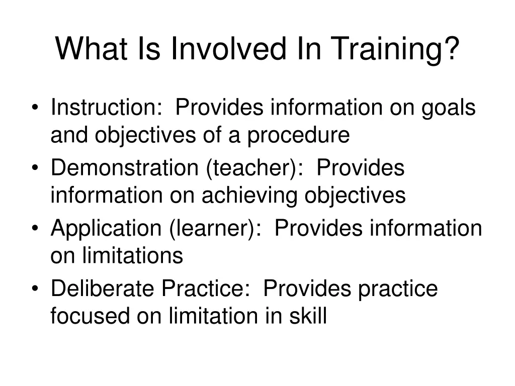 what is involved in training