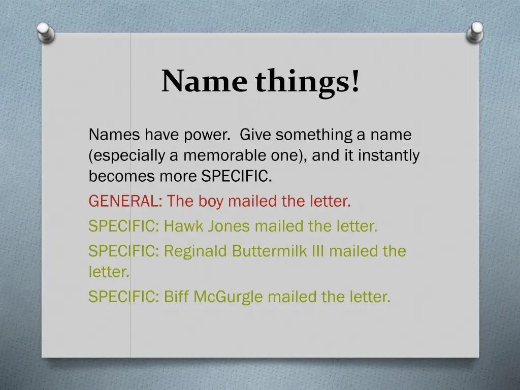 name things