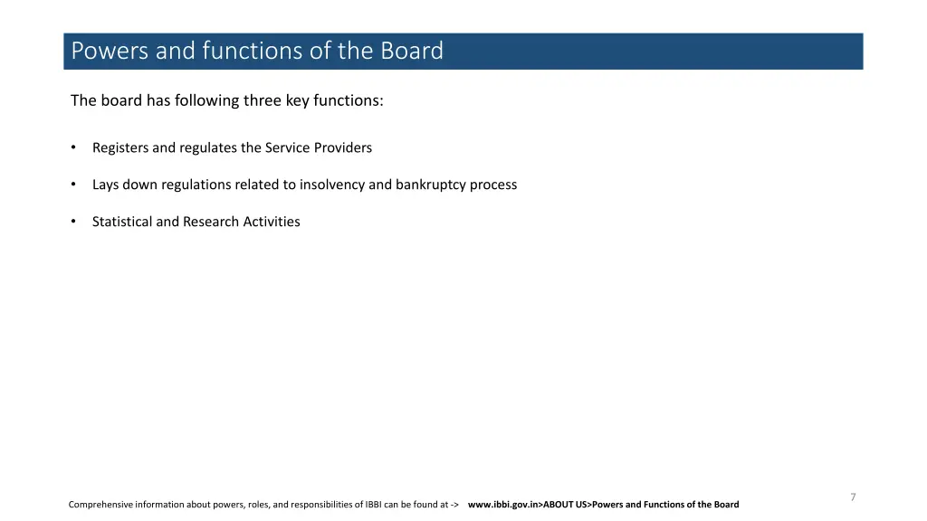 powers and functions of the board