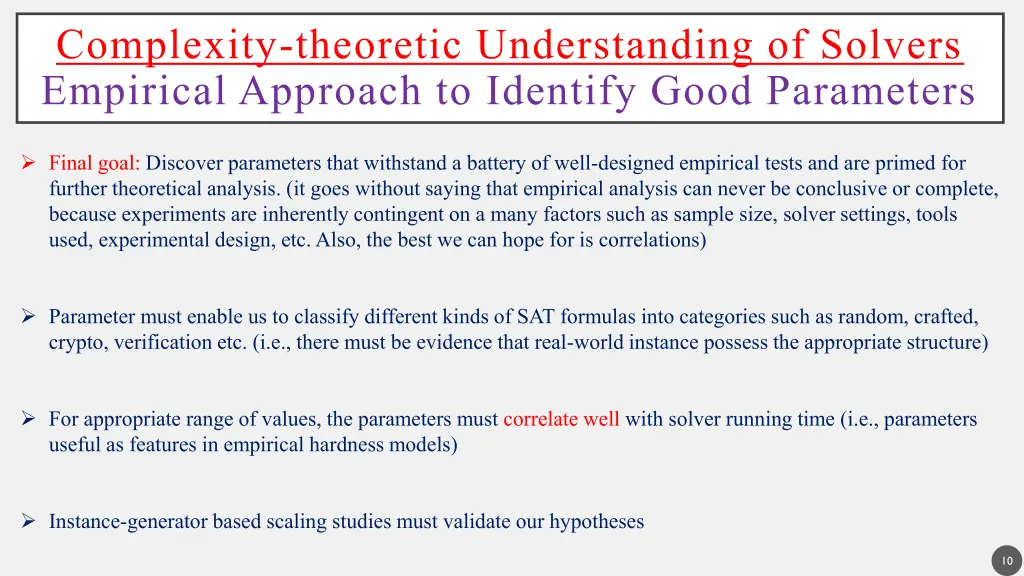 complexity theoretic understanding of solvers