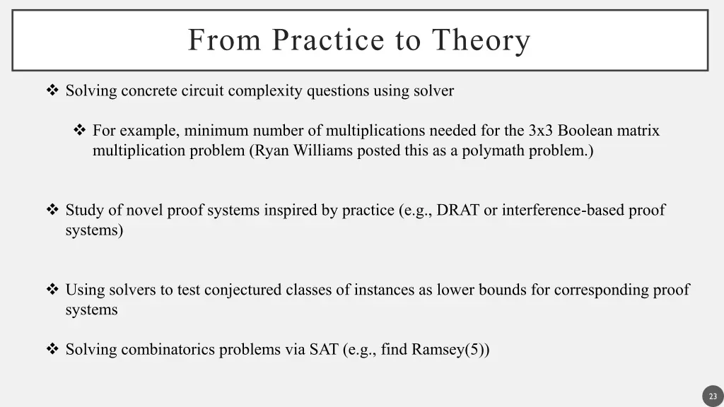 from practice to theory