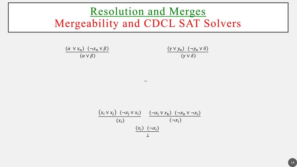 resolution and merges mergeability and cdcl