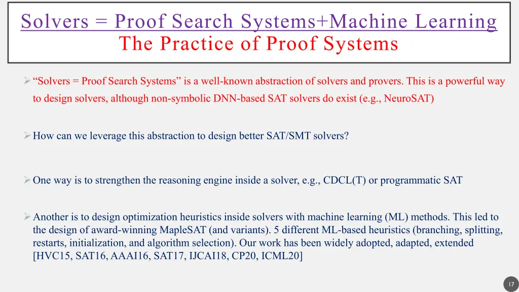 solvers proof search systems machine learning