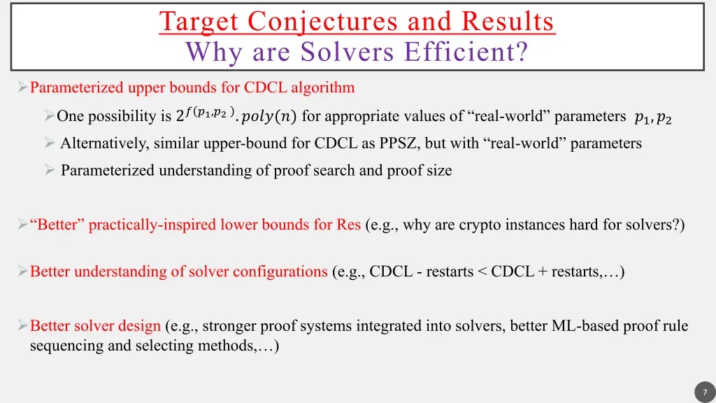 target conjectures and results why are solvers