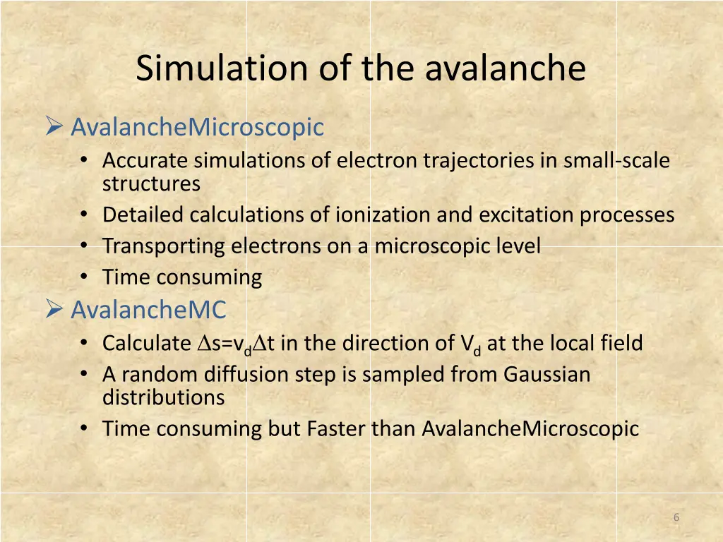 simulation of the avalanche