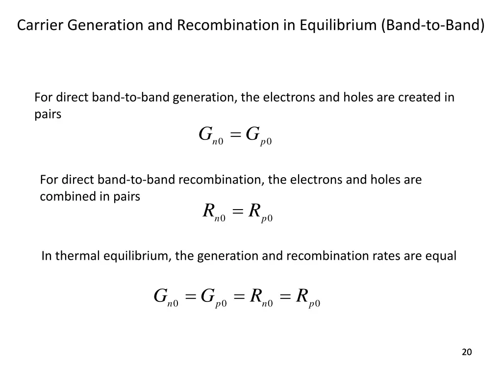 carrier generation and recombination 1
