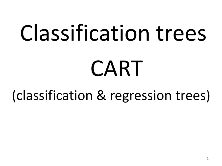 classification trees cart classification