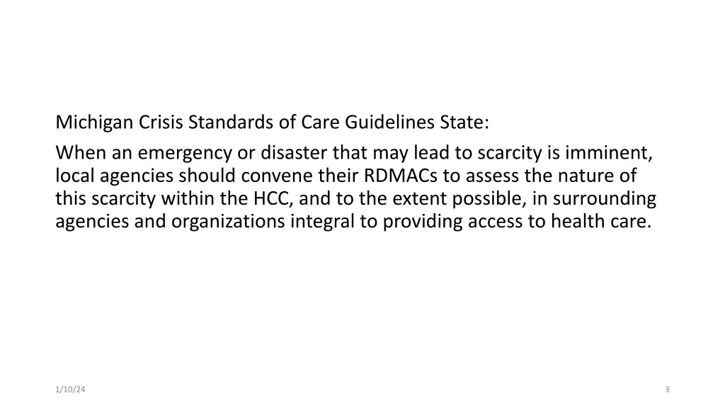 michigan crisis standards of care guidelines