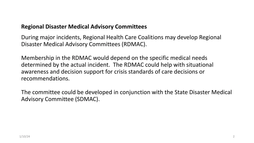 regional disaster medical advisory committees 1