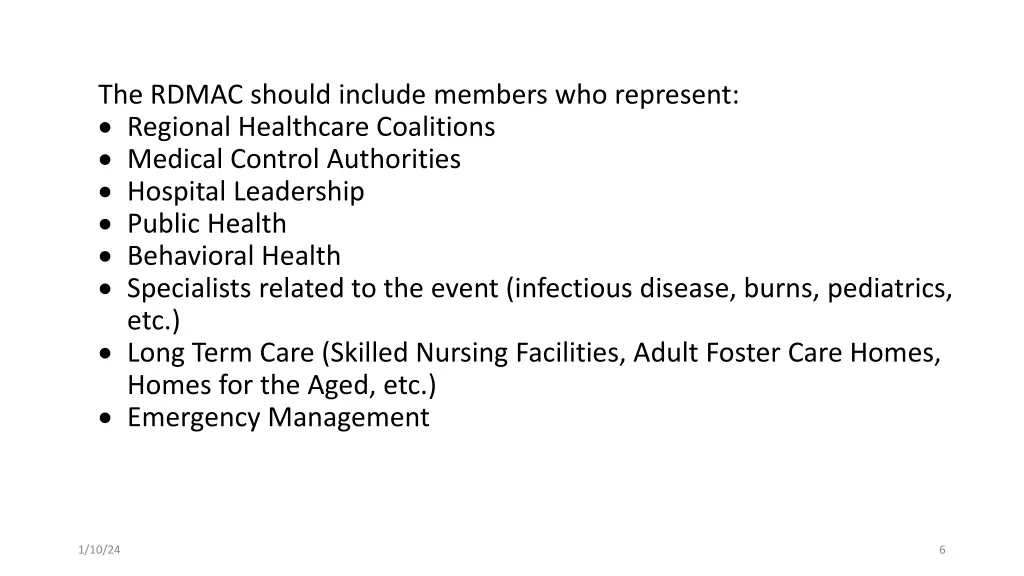the rdmac should include members who represent