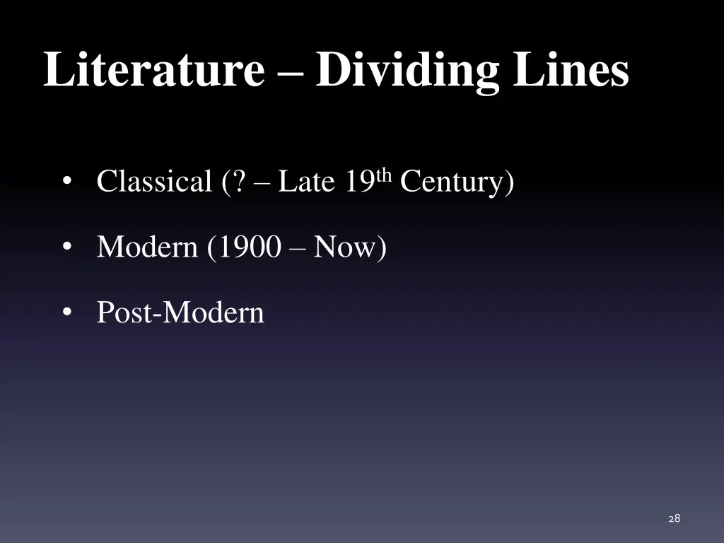 literature dividing lines