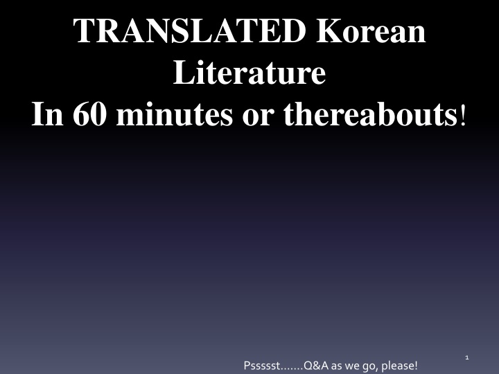 translated korean literature in 60 minutes