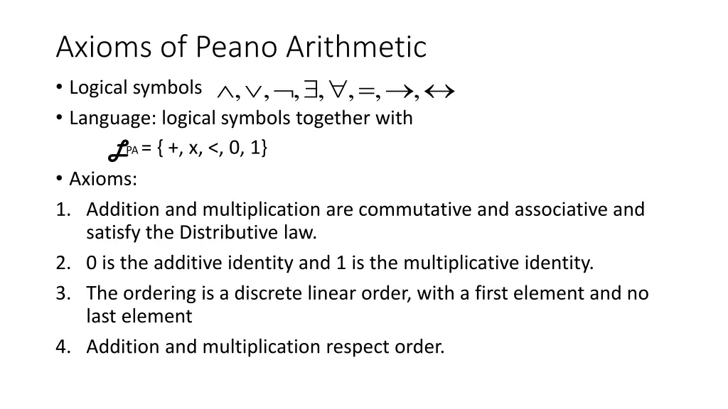 axioms of peano arithmetic logical symbols 5