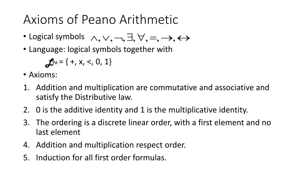 axioms of peano arithmetic logical symbols 6