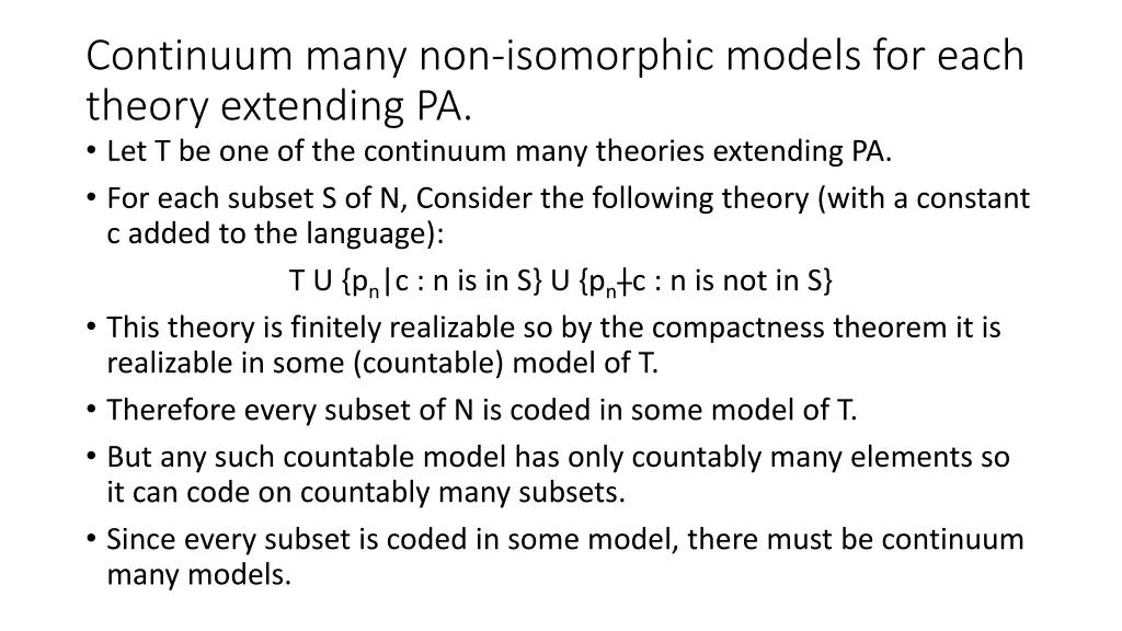 continuum many non isomorphic models for each 6