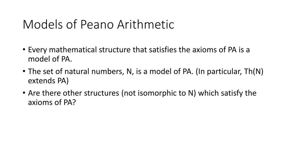 models of peano arithmetic 3