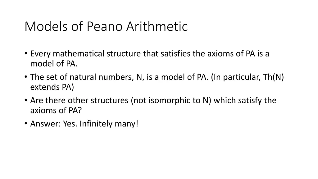 models of peano arithmetic 4