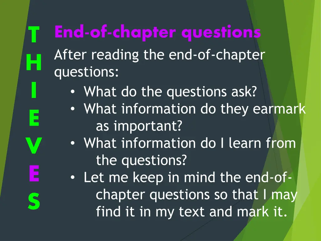 end of chapter questions after reading