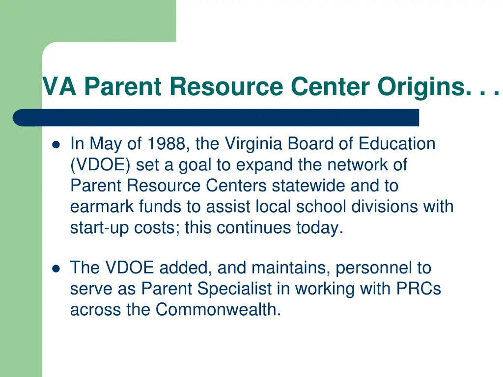 va parent resource center origins