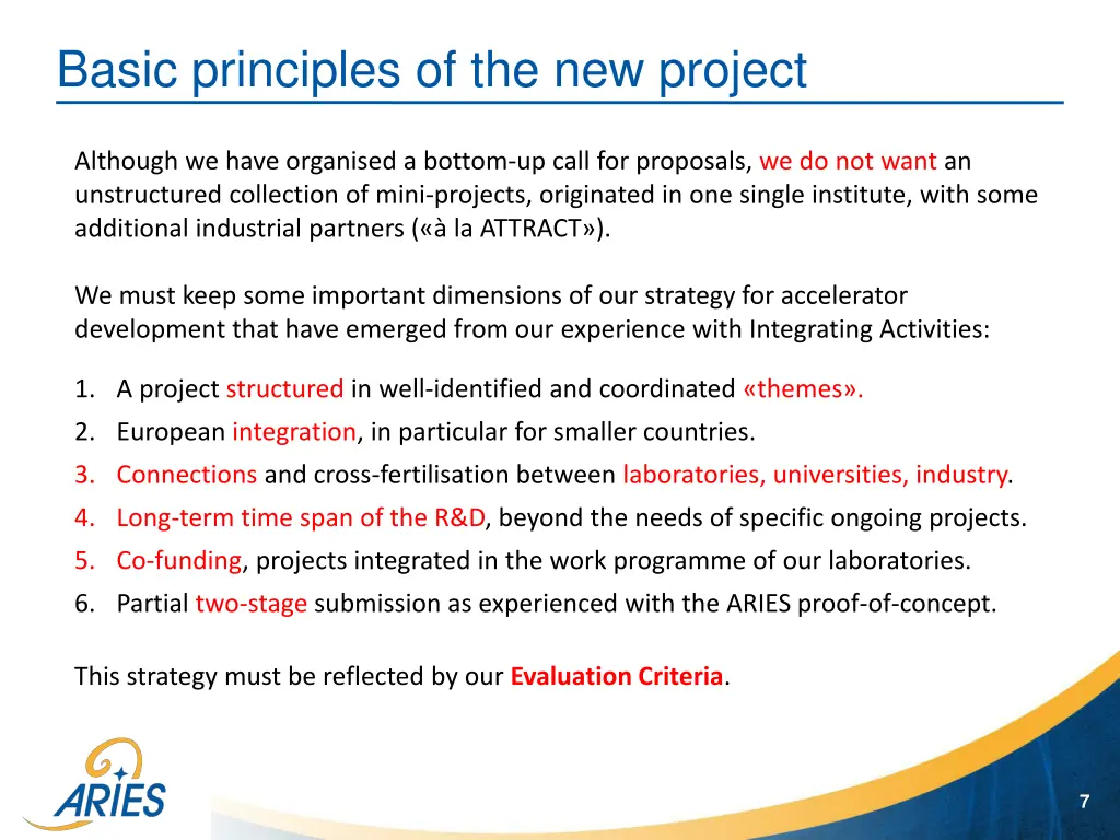 basic principles of the new project