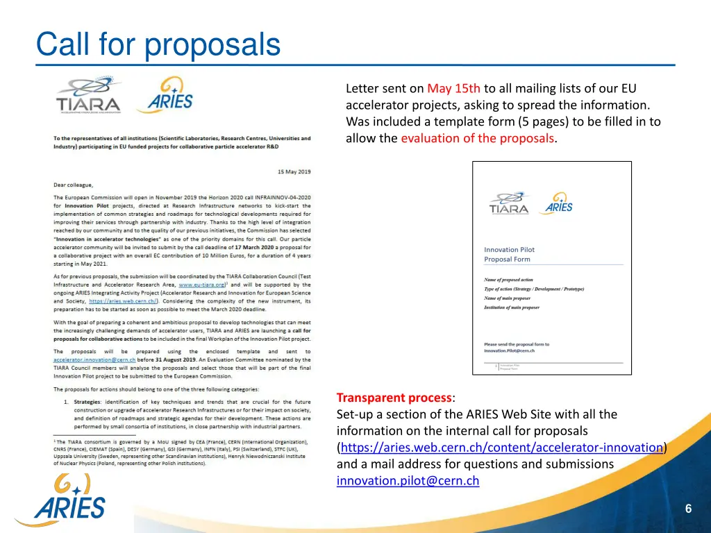 call for proposals