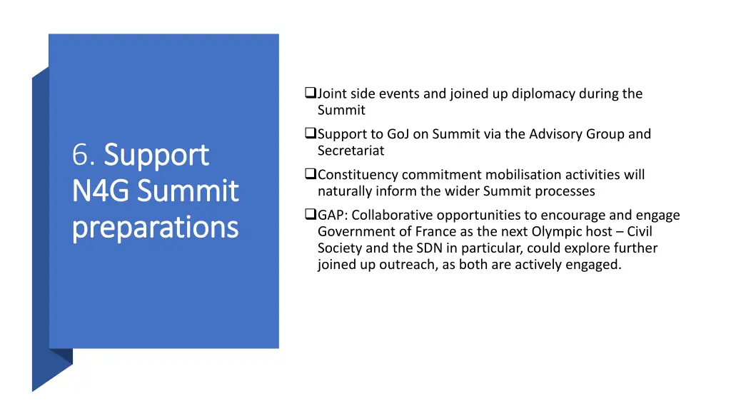 joint side events and joined up diplomacy during