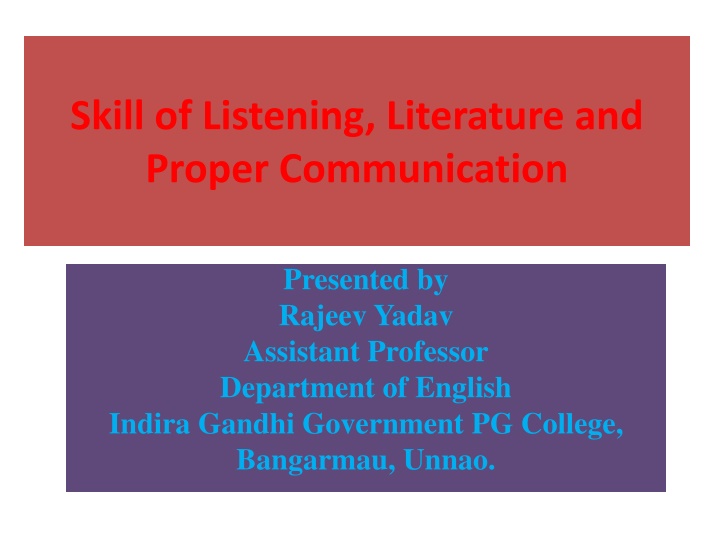 skill of listening literature and proper